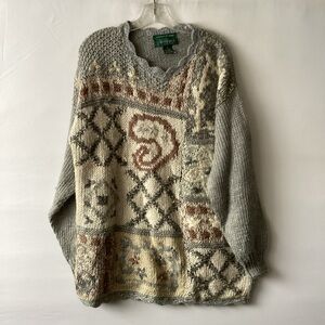 Cherry Stix Gray and Cream Patterned Sweater